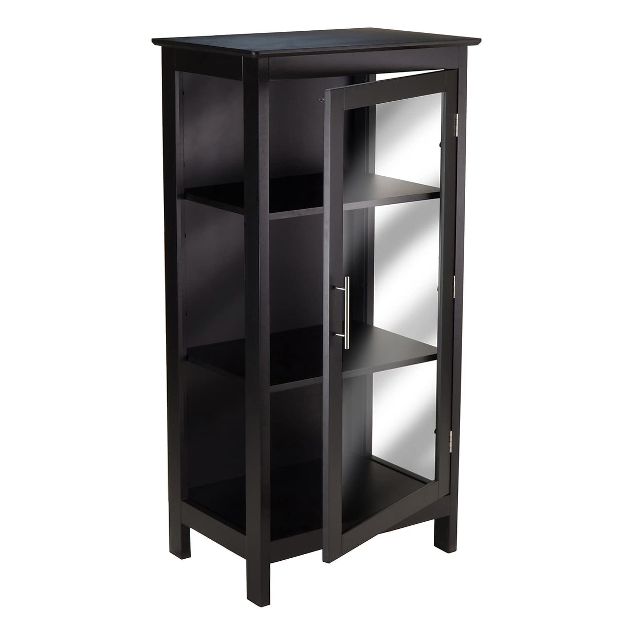 Winsome Poppy Display Cabinet with 3-Sided Tempered Glass, 47.2"H, Black (20523) Winsome