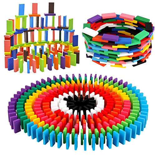 BigOtters Super Domino Blocks, 360PCS Bulk Domino Start Kit 12 Colorful Wooden Domino Blocks Educational Racing Game for Kids Birthday Party Favor BigOtters