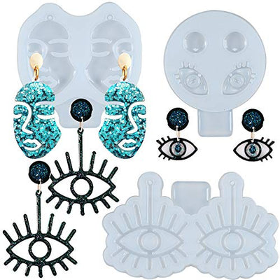 Evil Eye Earring Epoxy Resin Silicone Molds Woman Face Dangle Jewelry Casting Supplies 3-Bundle