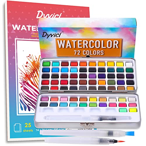  Dyvicl Watercolor Paint Set, 72 Assorted Watercolors