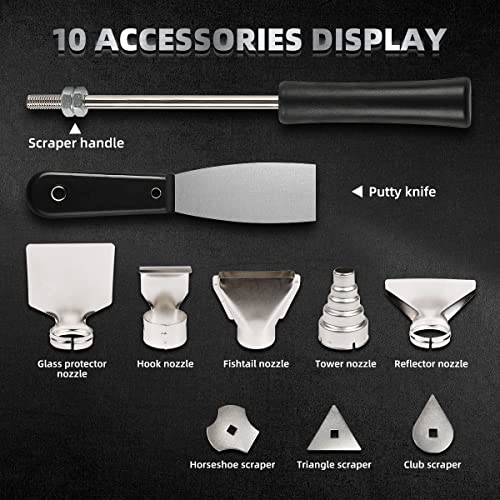 Heat Gun, Huepar Tools Fast Hot Air Gun with LCD Digital Display, 122℉-1112℉ (600℃) Temperature & Air Flow Adjustable, 12.5A, Overload Protection for Huepar Tools