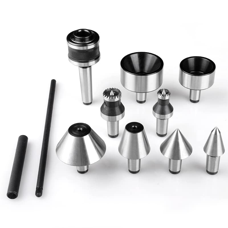 NAGU 9-Piece MT2 Wood Lathe Drive and Live Center Kit with Wooden Box(Quick Replacement) NAGU