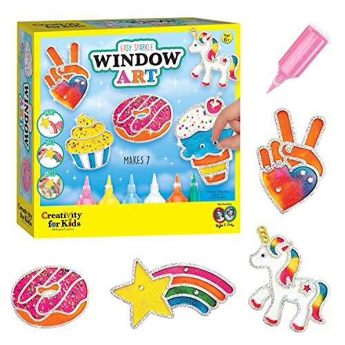 Creativity for Kids Easy Sparkle Window Art Kit - Paint and Decorate 7 DIY Suncatchers, Arts and Crafts for Kids Ages 6-8+, Activities for Kids, Creativity for Kids