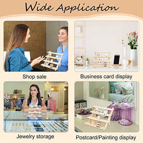 NBEADS 4-Tier Wooden Display Stand Riser, 12-Slot Earring Ring Holder Detachable Unfinished Wood Retail Jewelry Card Display Stand with Groove for NBEADS