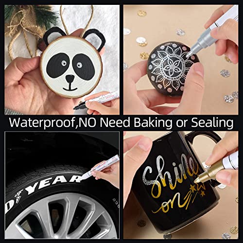 VHEONET 12 Permanent Paint Markers on Almost Anything Never Fade Quick Dry, Oil-Based Waterproof Paint Marker Pen for Rock Painting, Stone, Wood, VHEONET