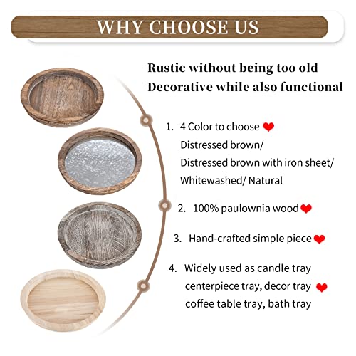 Hanobe Wood Decorative Tray:Set of 2 Round Unfinished Wooden Craft Trays DIY Ottoman Serving Tray Centerpiece Candle Holder Trays for Kitchen Hanobe