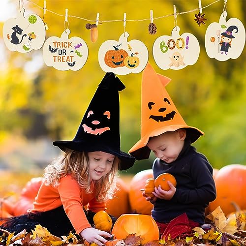 Large Size 7inch Wooden Halloween Thanksgiving Ornaments to Paint, DIY Blank Unfinished Pumpkin Wood Discs Ornament for Crafts Hanging Autumn Sophena