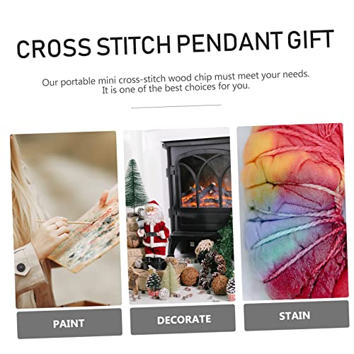 15 Pcs Cross Stitch Wood Pieces Wooden Cross Plate Bookmark Kit Embroidery Frame Wooden Hanging Tags Unfinished Wood Shapes DIY Gift Wooden Cross COHEALI