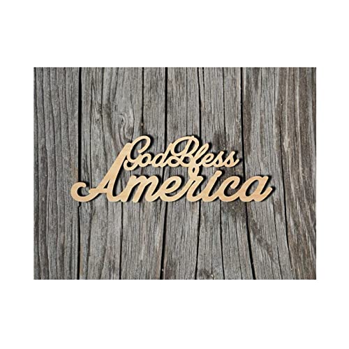 God Bless America Wood Craft,Unfinished Wooden Cutout Art,DIY Wood Sign, Inspirational Farmhouse Wall Plaque,Rustic Home Decor for Home Front Door Arupkeer