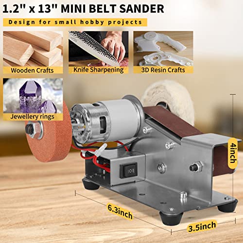 NunDunco Mini Belt Sander - 15 Degree Knife Sharpener Electric Bench Grinder Sanding Machine, 7 Adjustable Speed Table Top Polisher for DIY NuoDunco