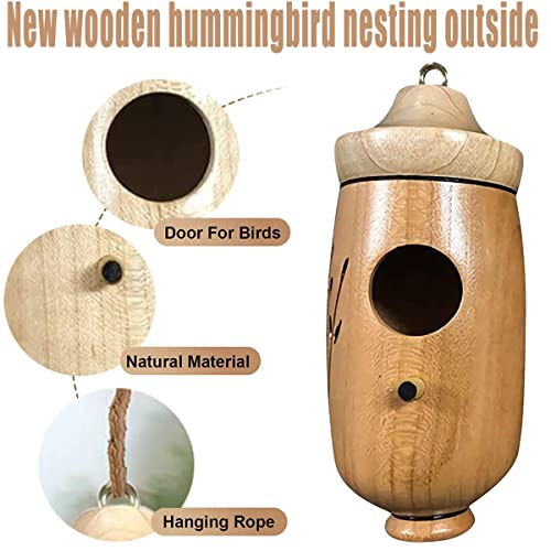 Hummingbird House 2022 New Wooden Bird House Pendant, Wren Swallow Sparrow Nesting Garden Decoration Hummingbird House Outside ... (1 Piece C) ... ASIBT