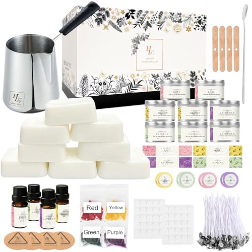 Complete Candle Making Kits for Adults Beginners,DIY Candle Making Supplies Include Soy Wax,Wax Melter,Scents,Dyes,Wicks,Wicks Sticker,Candle Tins & ETUOLIFE