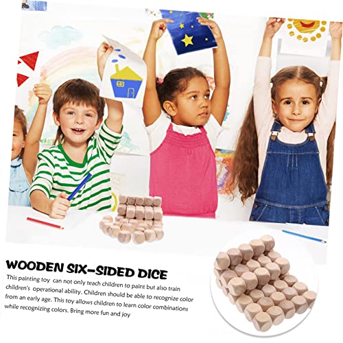 COHEALI 100 Pcs Wooden six Sided dice 6 Sided Dice Bulk Blank Wooden Dice Bulk Unfinished Square Blocks Couples dice Painting Wooden dice Blanks for COHEALI