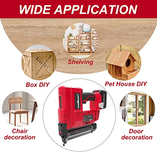 PowerSmart 20V Cordless Brad Nailer Kit, 18 Gauge Nail Gun, 2 in 1 Nail/Staple Gun with 4.0Ah Lithium-Ion Battery and Fast Charger, 18GA Nails PowerSmart