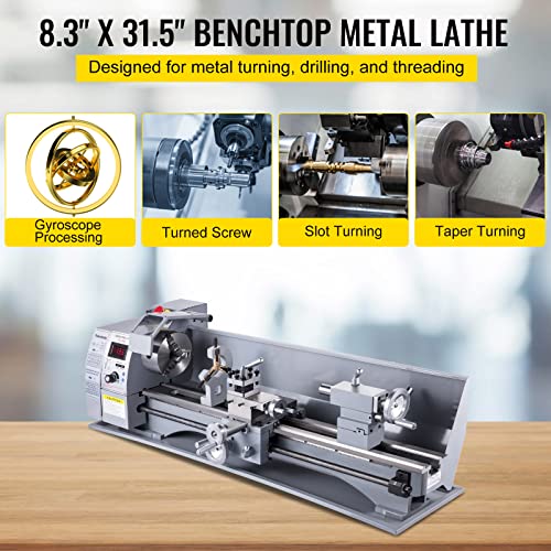 VEVOR Metal Lathe, 210x800 Mini Lathe Machine, 2500 RPM Variable Speed Change, 850W Precision Mini Lathe, Metal Working Lathe with Brushless Motor, VEVOR