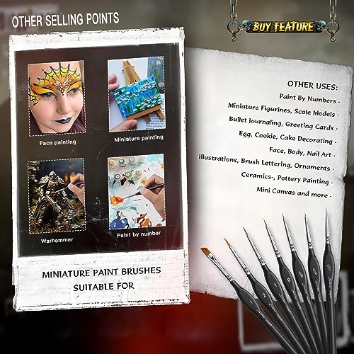 Miniature Paint Brushes Drybrush-10pcs Micro Detail Paint Brush Set,Small Fine Detail Brushes for Acrylics,Watercolors & Paint by Number, Citadel, golden maple