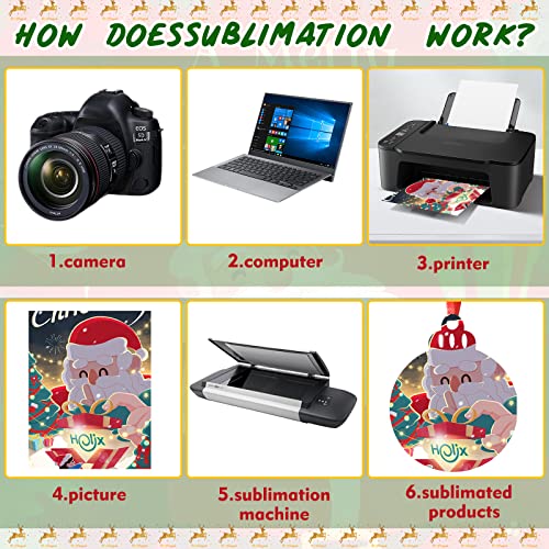 60 Pack Christmas Sublimation Ornaments Blanks MDF Personalized Blanks Ornaments Bulk Christmas Hanging Ornament Pendants for Xmas DIY Tree Queekay