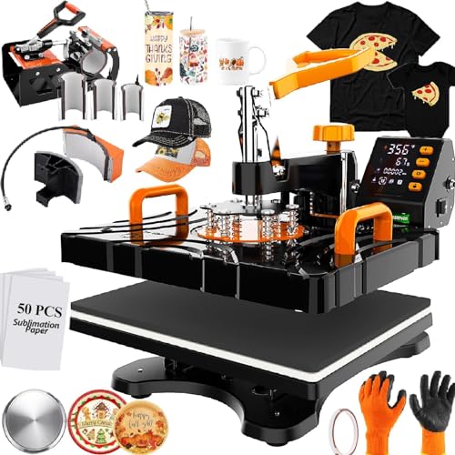 Heat Press Machine for T Shirts 12x15, 8 in 1 Heat Press, 850W Sublimation Machine, 360° Rotation Swing-Away Plate Heatpress, DIY Tumbler Heat Press, AKEYDIY