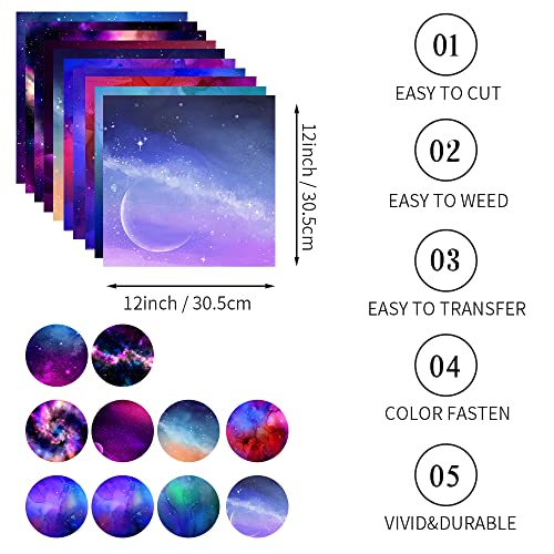 WOWOCUT Infusible Transfer Ink Sheets,10 Pack 12"X12" Aurora Heat Press Transfer Paper, Sublimation Ink Sheet for Cricut Machine, DIY WOWOCUT