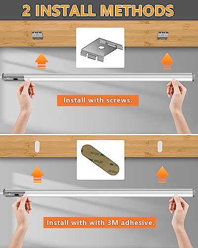 Under Counter Lights for Kitchen, Plug in Under Cabinet Lights with Memory Function, 16 Inch LED Closet Light with 3 Colors 2800/4000/6500k, Super JieSico