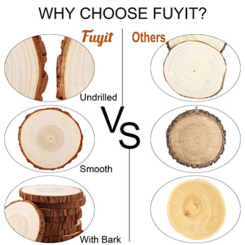 Fuyit Wood Slices 8 Pcs 5.5-6 Inches Unfinished Natural Tree Slice Wooden Circle with Bark Log Discs for DIY Arts and Craft Rustic Wedding Christmas Fuyit