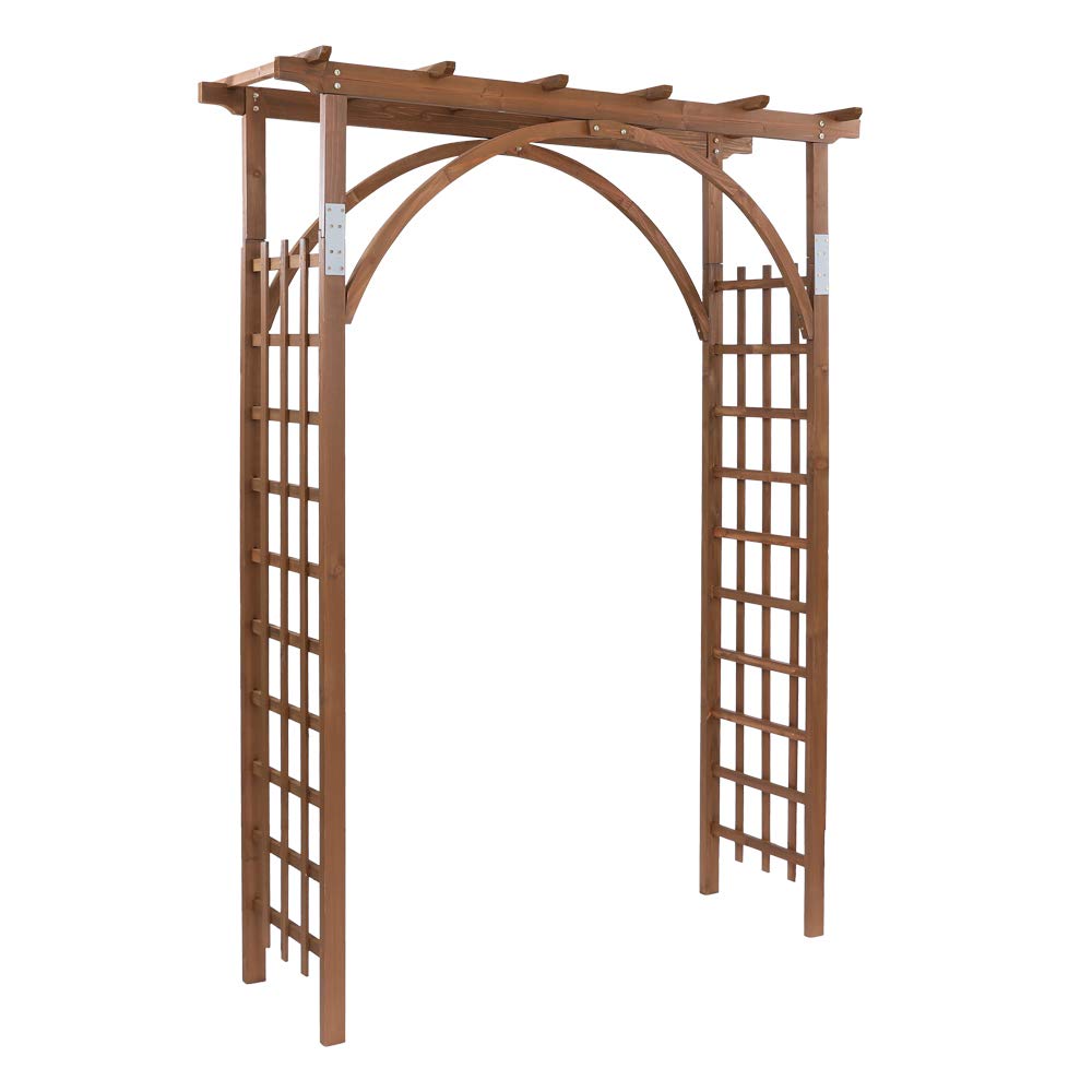 Outvita 7 Ft Wooden Garden Arbor Arch, Fir Wood Arbour Trellis, Pergola Archway for Wedding Ceremony Decoration Pergola Plant Climbing Rose Vines Outvita