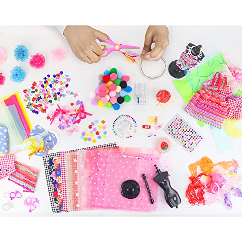 Ecore Fun 448 Pcs Fashion Design Kit for Girls Doll Accessories DIY Set Creativity DIY Arts & Crafts Toys with Mannequins Gift for 6-8 8-12 Year Old Ecore Fun