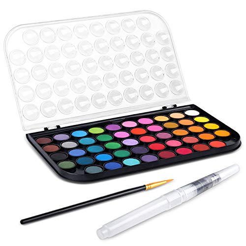 AROIC Watercolor Paint Set, with a Watercolor Paint, 48 Color, a Brush and a Refillable Water Brush Pen. The Best Gift for Beginners, Children and AROIC