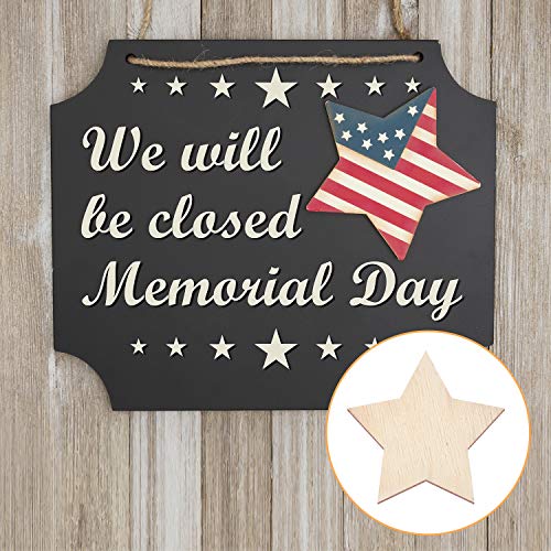 500 Pieces Wooden Stars Mixed Size Wood Stars Cutout Shape with 4 Sizes Mixed for Christmas Flag Winter Party Decoration Art Craft Sewing Model WILLBOND