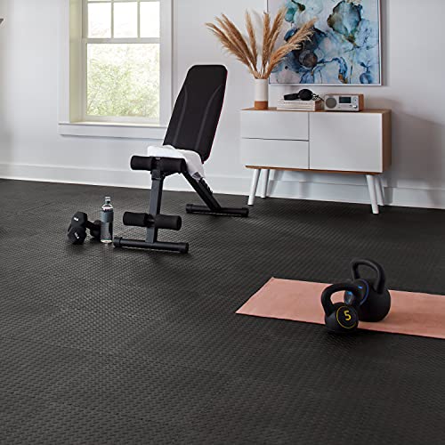 VersaTex Garage Floor 18 x 18 inch Square Rubber Diamond Plate Interlocking Floor Tiles for Home Gym, Garage Flooring, Trade Show Flooring, Basement VERSATEX