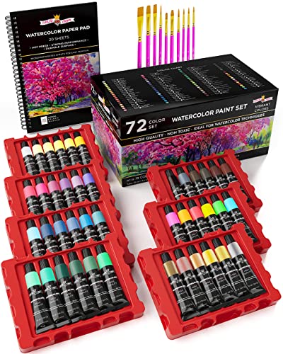 Chalkola Watercolor Paint Set for Adults, Kids, Beginner & Professional  Artists - 36 Watercolor Tubes Set (12ml, 0.4oz), 10 Painting Brushes & 1  Palette, Vibrant Water Color Art Painting Supplies