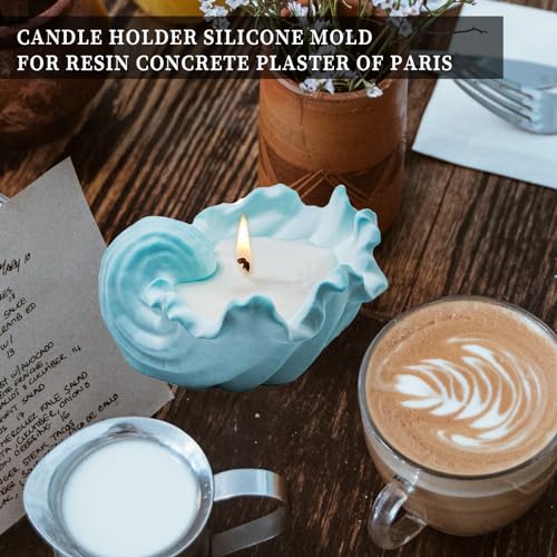 Wehous Unique Holder Resin Molds Silicone, Wave Shell Tray Silicone Mold, Bowl Epoxy Resin Casting Mold for DIY Jewelry Plate Candle Holder Candy Wehous