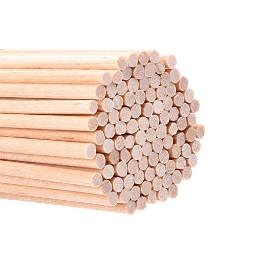 BFDYY Unfinished Natural Wood Craft Dowel Rods 100 Pack(Wood color-12 x 1/8 Inch) EBOOT
