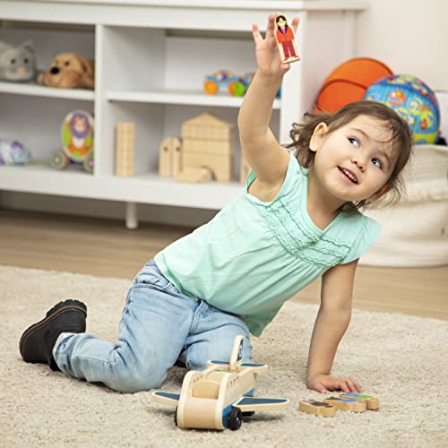 Melissa & Doug Wooden Airplane Play Set With 4 Play Figures and 4 Suitcases - Toy Airplane For Toddlers, Classic Wooden Toys For Kids Melissa & Doug