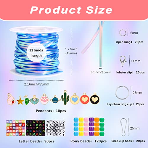 PP OPOUNT Glitter/Laser/Glow/Normal Lanyard String for Crafts, 24 Rolls Plastic Lacing String, Gimp Bracelet Making Kit for DIY Bracelets, Key PP OPOUNT