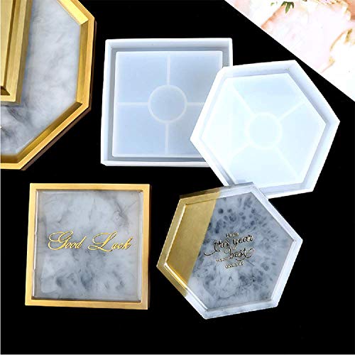 LaVenty 6 PCS Coaster Resin Molds Geode Silicone Molds Agate Coaster Molds Epoxy Resin Molds for Faux Agate Slices Cups Mats Coasters Home Decor LaVenty