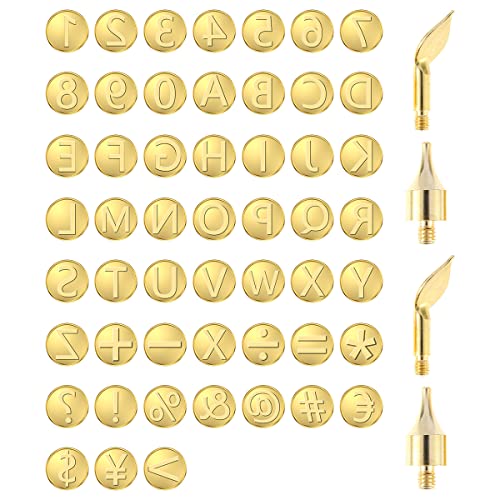FUYGRCJ- 56Pcs Wood Burning Tip Set Letter Wood Burning Tool Including Alphabet Number Symbol Durable Brass Alphabet Number Template for DIY FUYGRCJ