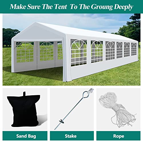 GARTOO 20' x 40' Heavy Duty Canopy Party Tent & Carport - Outdoor Wedding Gazebo with 4 Sand Bags, Event Shelter Canopy for Outdoor Event, Wedding, GARTOO