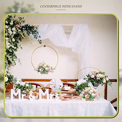 25 Set 12 Inch Metal Floral Hoop Wreath Macrame Large Hoop Centerpiece with Stand Craft Hoop Rings Round Dream Catcher Rings for DIY Wedding Wreath Zhengmy