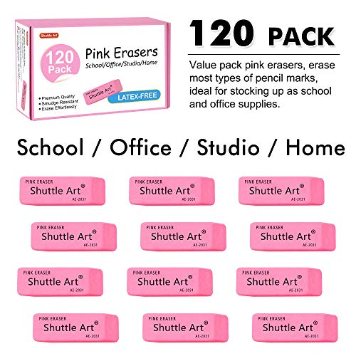Shuttle Art #2 HB Golf Pencils and Erasers Bundle, Set of 900 Pack Bulk Golf Pencils + 120 Pack Pink Erasers Bulk - WoodArtSupply