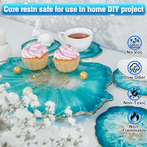 Shabebe Epoxy Resin 16OZ, Upgraded Crystal Clear Resin Epoxy Food Safe, Self Leveling & Bubble Free Epoxy Resin with Anti-Yellowing for Coating, Shabebe