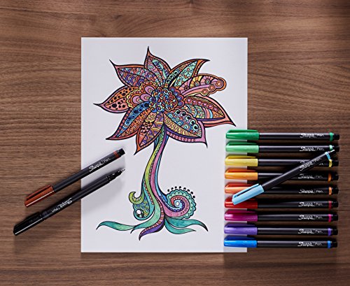 SHARPIE Pens, Felt Tip Pens, Fine Point (0.4mm), Assorted Colors, 24 Count SHARPIE