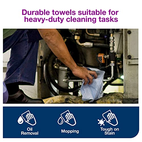 Tork ShopMax Heavy Duty Paper Shop Towel Blue, High Absorbency, 30 rolls x 60 Sheets, 450360 Tork