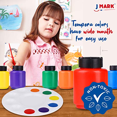 J MARK Toddler Painting Set – 32 Piece Complete Toddler Paint Set, Spill Proof Paint Cups for Kids, Washable Paint for Toddlers, Smock, Brushes and J MARK