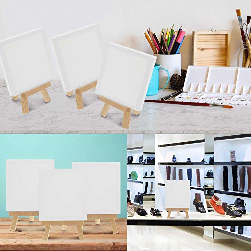 U.S. Art Supply 8" High Small Natural Wood Display Easel (Pack of 6), A-Frame Artist Painting Party Tripod Mini Easel - Tabletop Holder Stand for US Art Supply