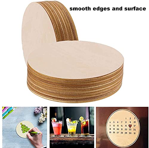 60 Pack 4 Inch Wood Circles for Crafts Unfinished Wood Rounds Wooden Cutouts for Crafts, Wooden Circles for Kids Painting, Wood Burning Blank Wood Phinicco