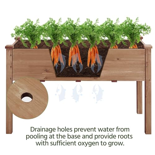 Yaheetech 1pc Raised Garden Bed 48x24x30in Elevated Wooden Horticulture Planter Box with Legs Standing Growing Bed for Yaheetech