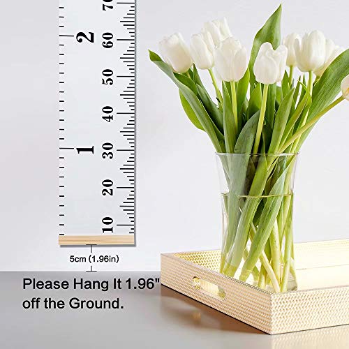 Smlper Growth Chart for Kids,Child Height Chart Ruler for Wall,Wood Frame Fabric Canvas Height Measurement Ruler for Kids Nursery Room,Removable Wall Smlper