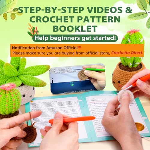 Crochetta Crochet Kit for Beginners - Crochet Starter Kit with Step-by-Step Video Tutorials, Learn to Crochet Kits for Adults and Kids, DIY Knitting Crochetta