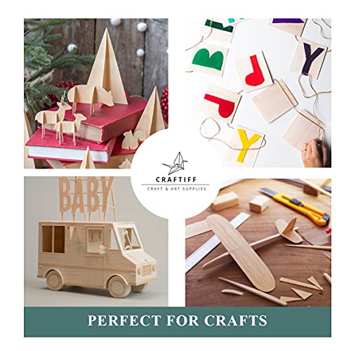 Balsa Wood Sheets 1/8" Inch Thick 12" x 4" Unfinished Wooden Board by Craftiff (5 Pack) Craftiff